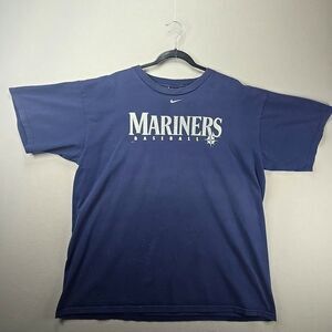 Vintage Nike Team Seattle Mariners Blue T Shirt Vintage Swoosh Short Sleeved XL